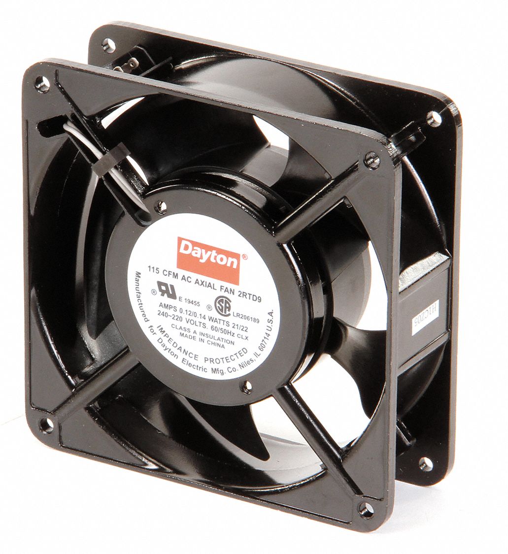 DAYTON, 4 11/16 in Ht, 1 1/2 in Dp, Standard Square Axial Fan 2RTD9