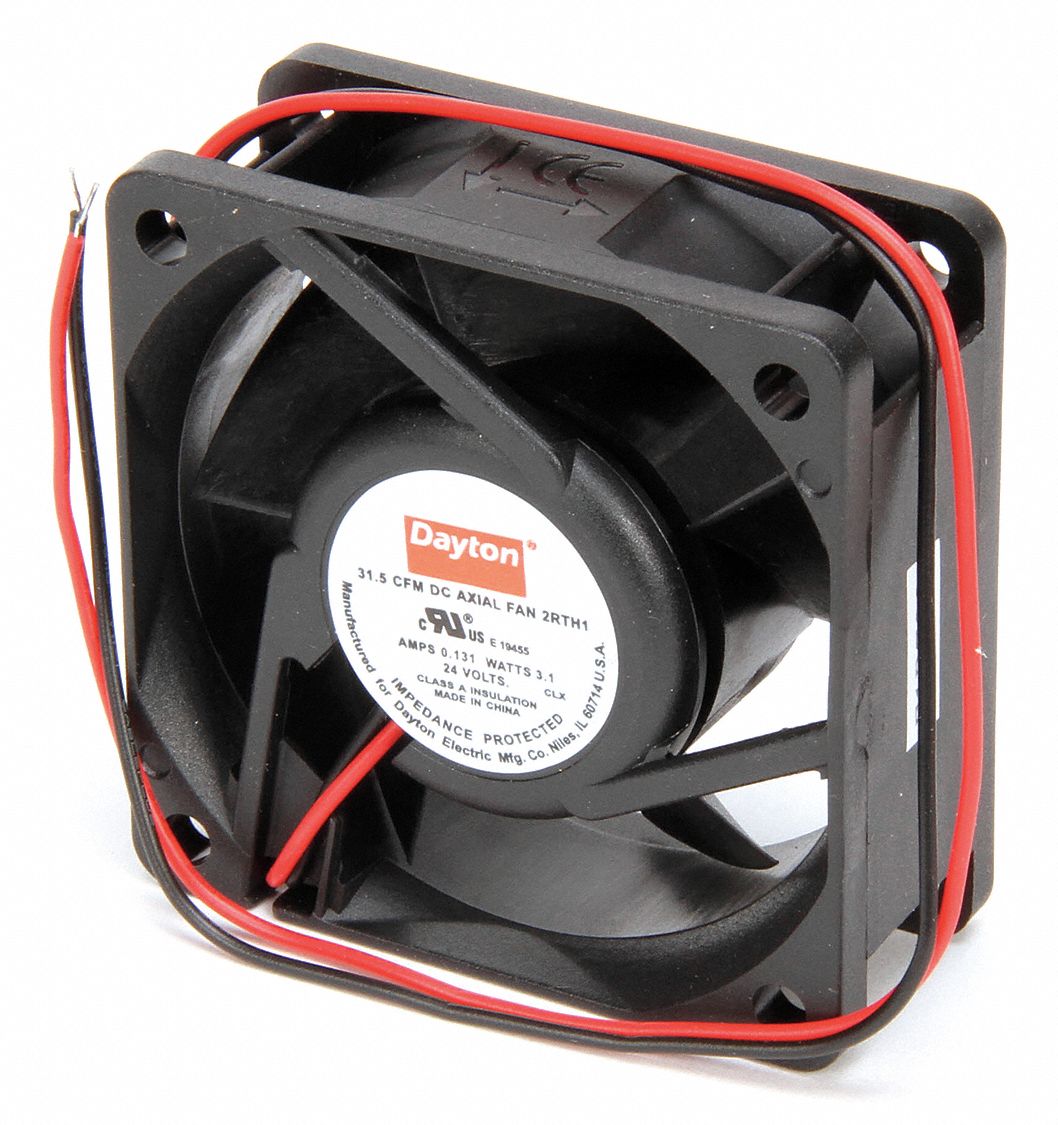 DAYTON, 2 3/8 in Ht, 1 in Dp, Standard Square Axial Fan 2RTH12RTH1