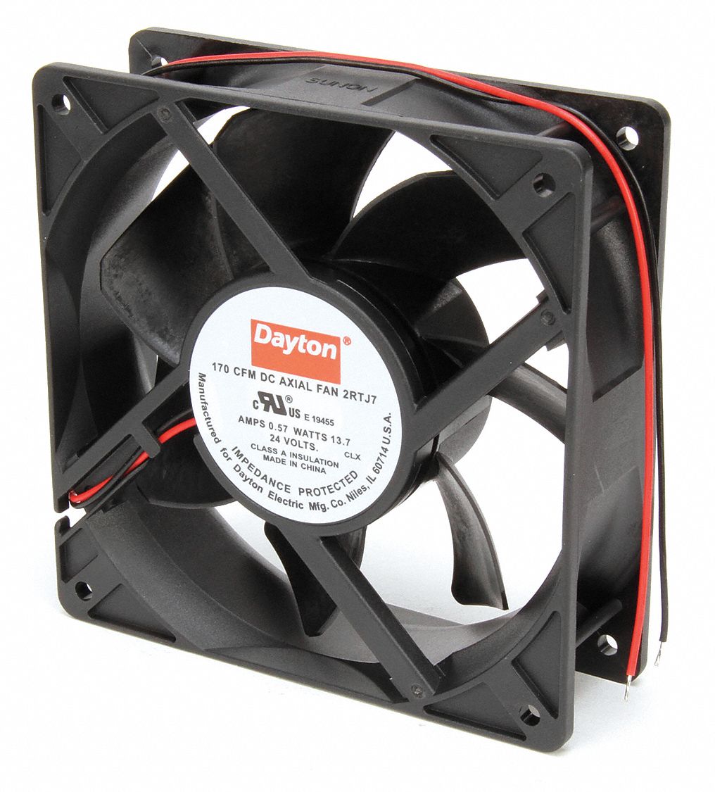 DAYTON, 4 11/16 in Ht, 1 1/2 in Dp, Standard Square Axial Fan 2RTJ7