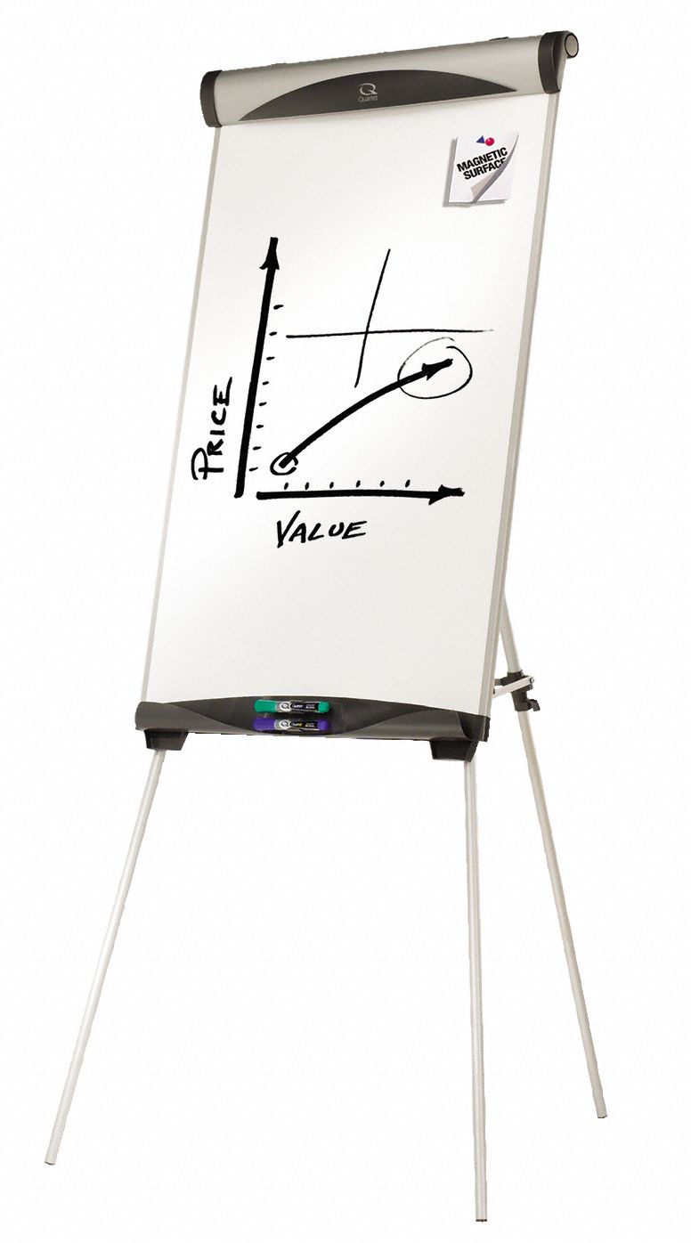 QUARTET Dry Erase Board Easel Mounted, 39 in Dry Erase Ht, 27 in Dry
