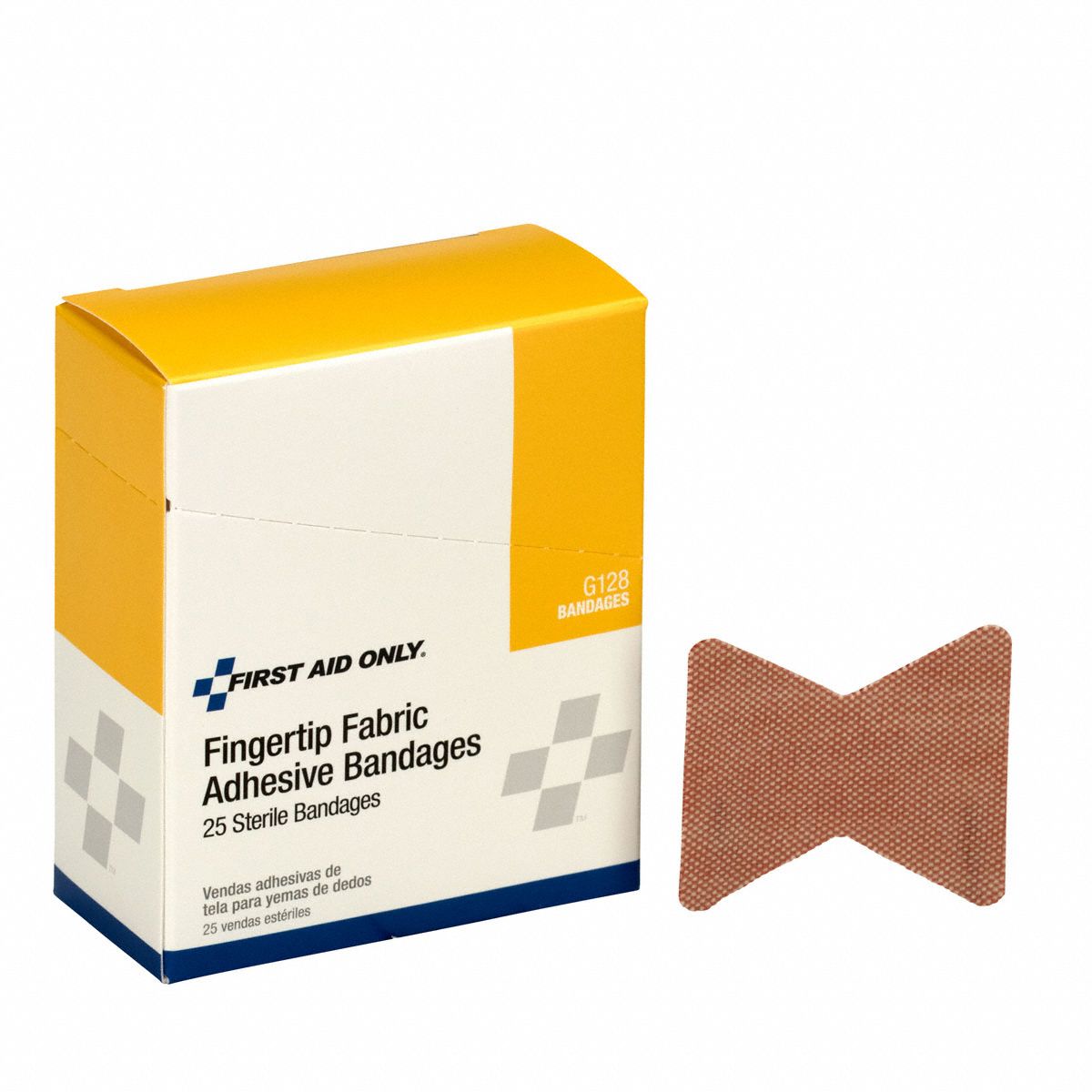 FIRST AID ONLY Fabric Fingertip Bandages, 2 in x 1 3/4 in, Beige 2TUV6G128 Grainger