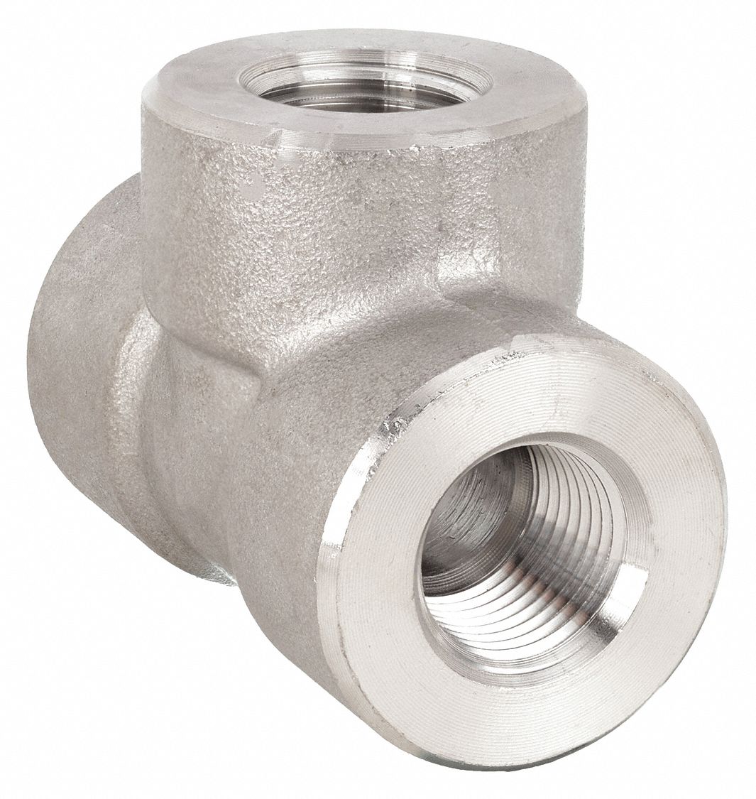 304 Stainless Steel, 1/4 in x 1/4 in x 1/4 in Fitting Pipe Size, Tee
