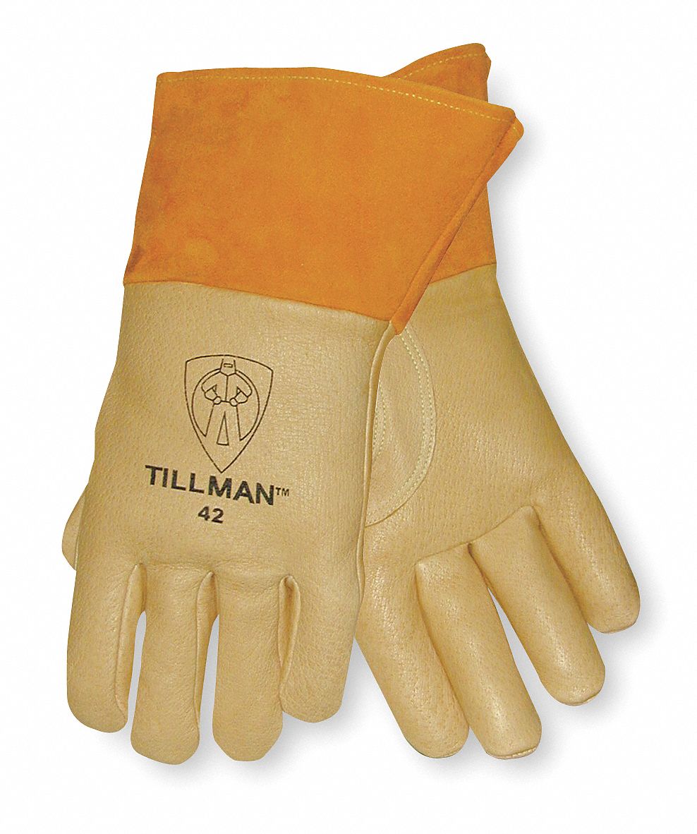 TILLMAN Cowhide Welding Gloves, L, Gauntlet Cuff, 131/4" Glove Length
