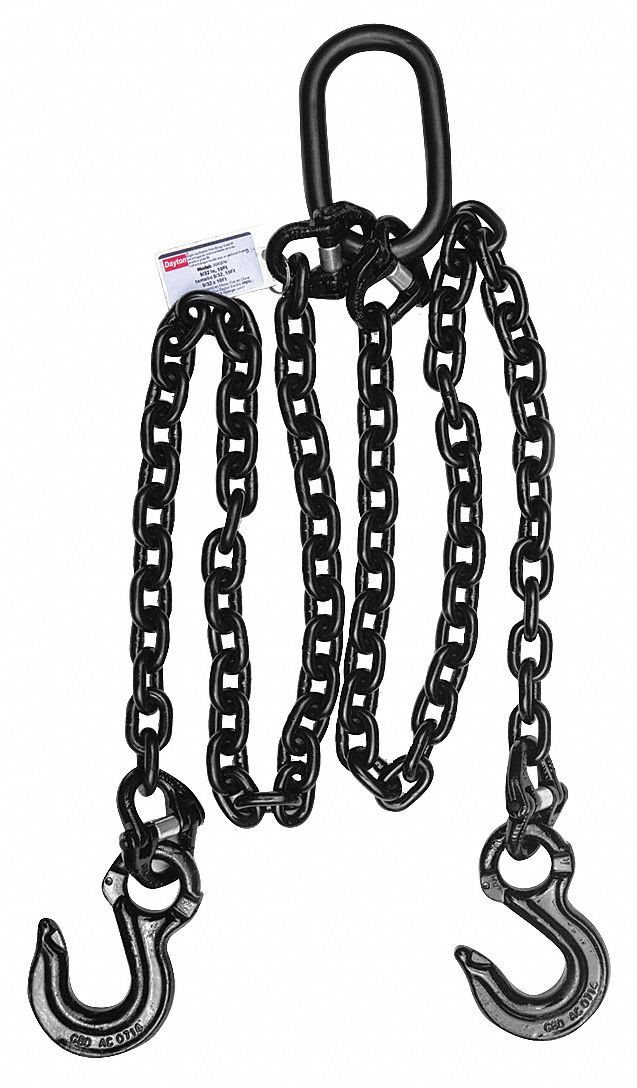 DAYTON, 5 ft Sling Lg, 7,100 lb Sling Capacity 30 Degrees, Chain