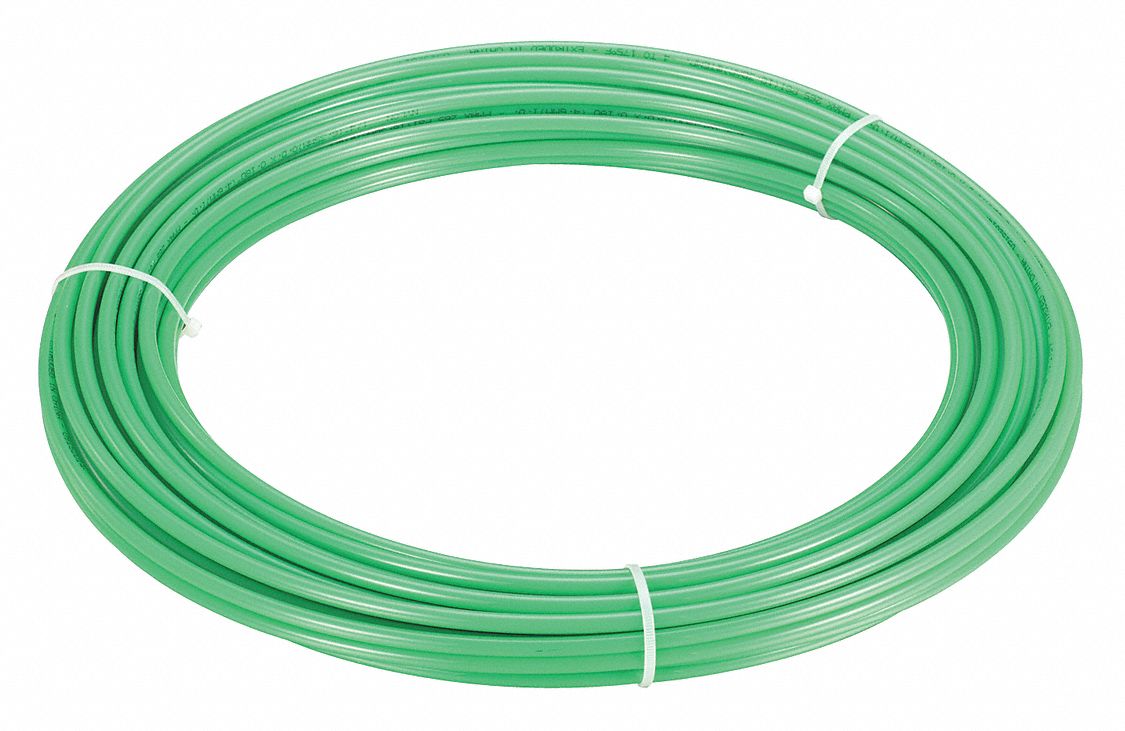 GRAINGER APPROVED 100 ft. Green Nylon Tubing, 1/2" Outside Dia., 3/8