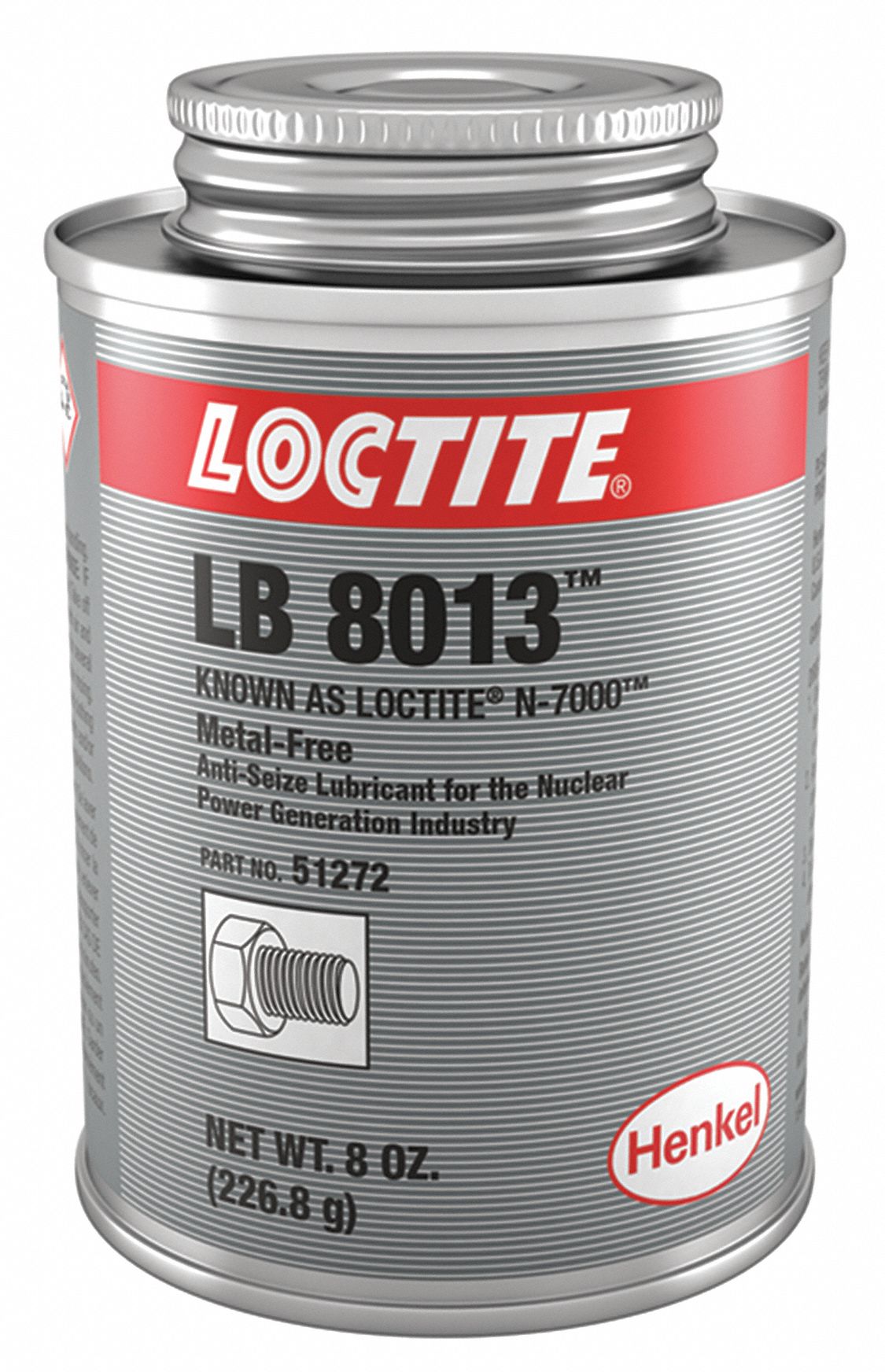 LOCTITE Nuclear Grade AntiSeize, 8 oz, BrushTop Can, NonMetallic, Paste, LB 8013, 20°F