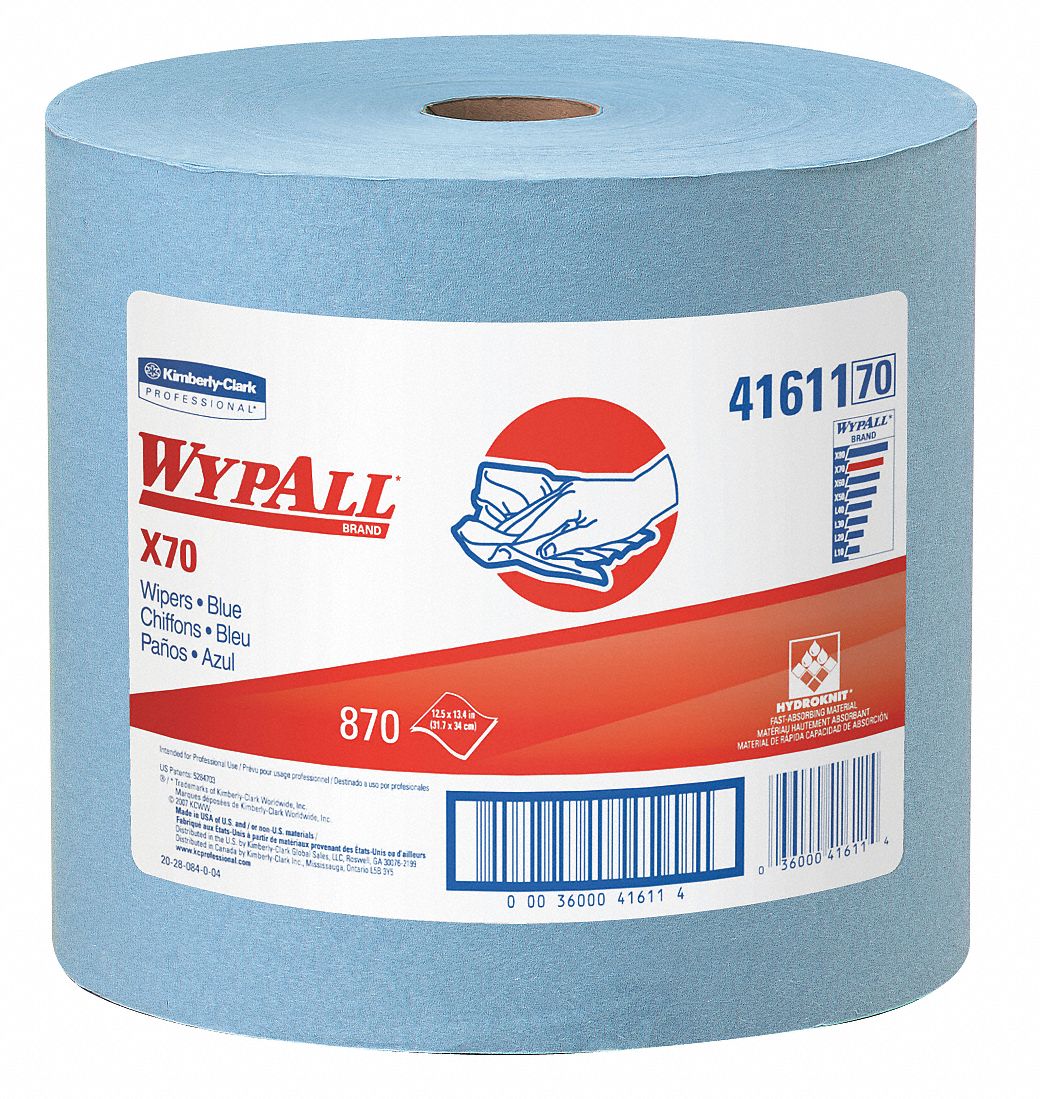WYPALL Dry Wipe Roll, WYPALL X70, 121/2 in x 131/2 in, Number of