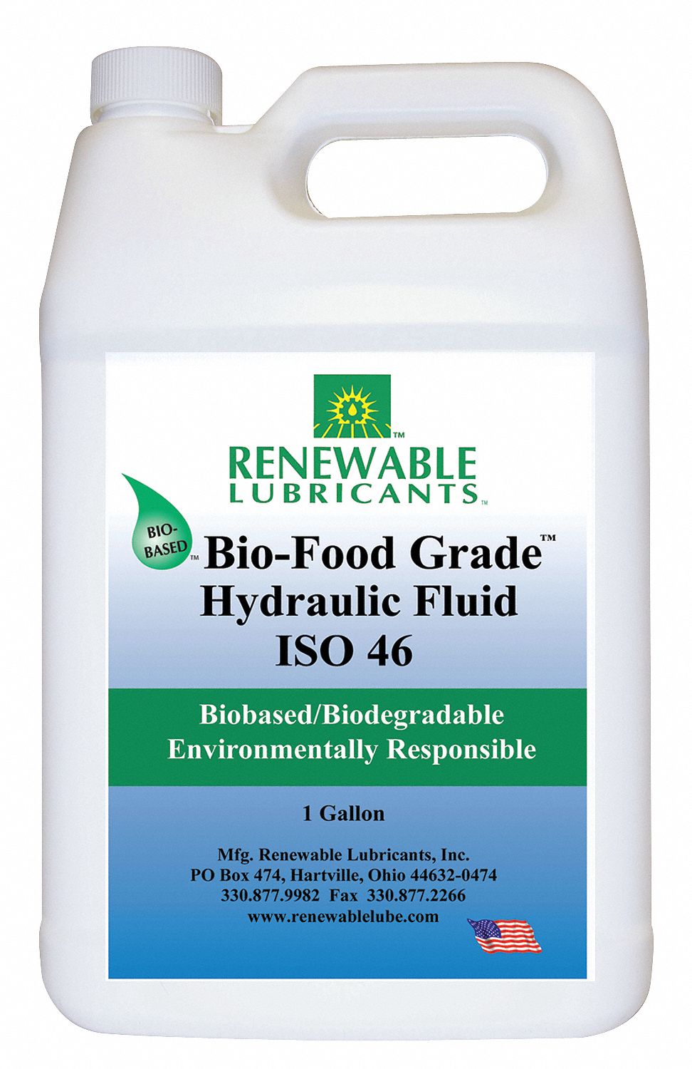 RENEWABLE LUBRICANTS Vegetable Oil Hydraulic Oil, 1 gal Jug, ISO
