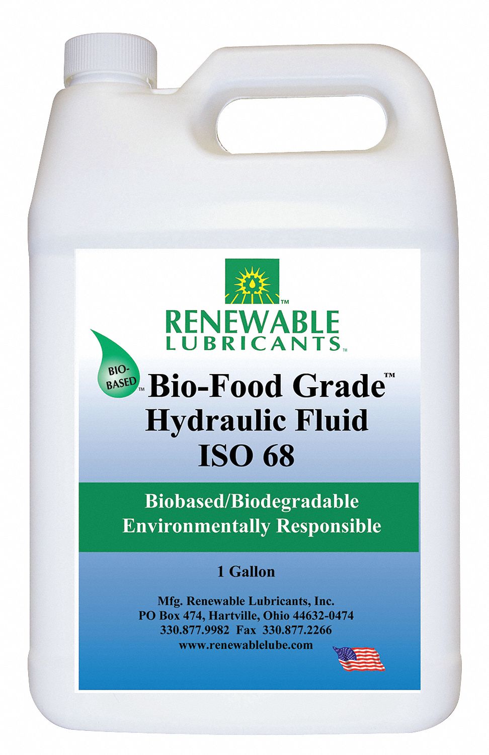 RENEWABLE LUBRICANTS Vegetable Oil Hydraulic Oil, 1 gal Jug, ISO