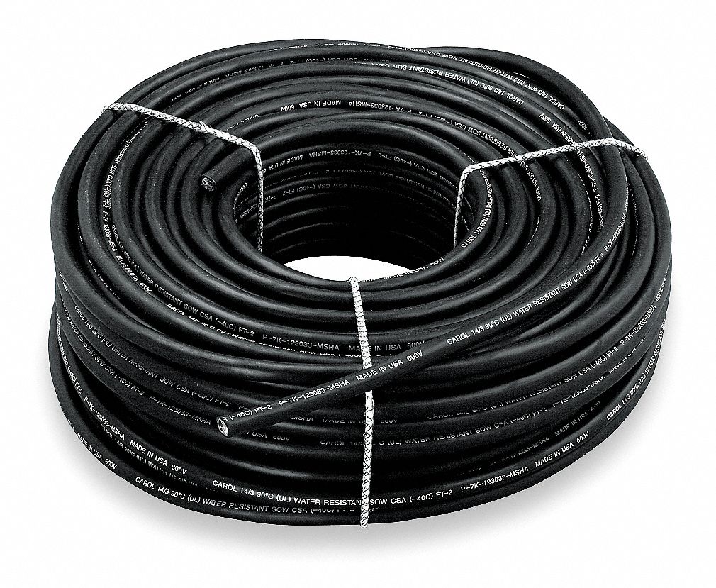CAROL Portable Cord, Number of Conductors 4, 12 AWG, SOOW, 250 ft, Black 3W47602726.85.01