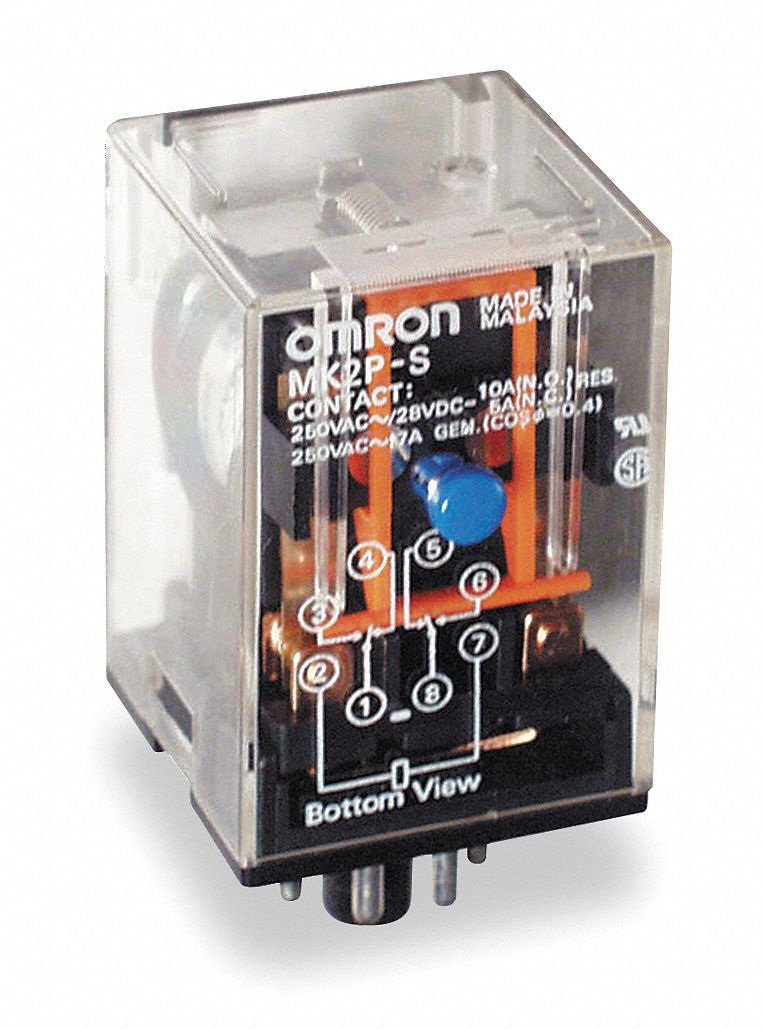 10A Cube Relay with Socket Base PF113A Omron MK3PI Lot of 2 120V A/C