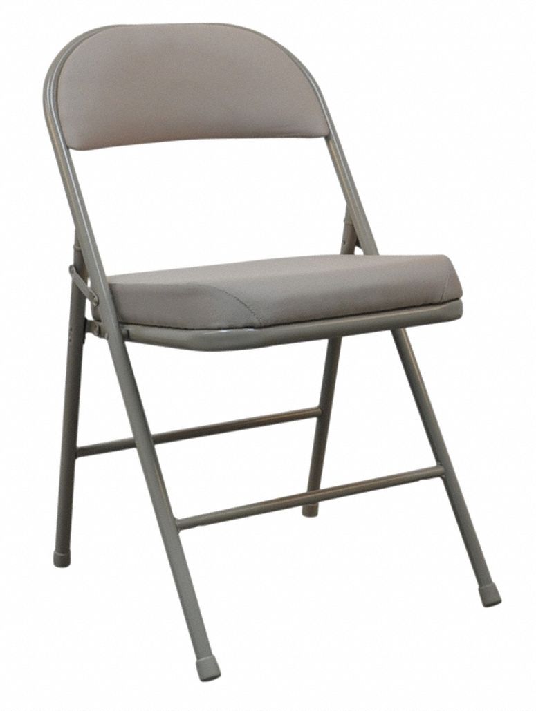 GRAINGER APPROVED Beige Steel Folding Chair with Beige Seat Color, 1EA