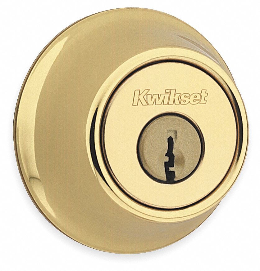 KWIKSET Key Control Deadbolt 2, Bright Brass, Kwikset KW1/KC, Master