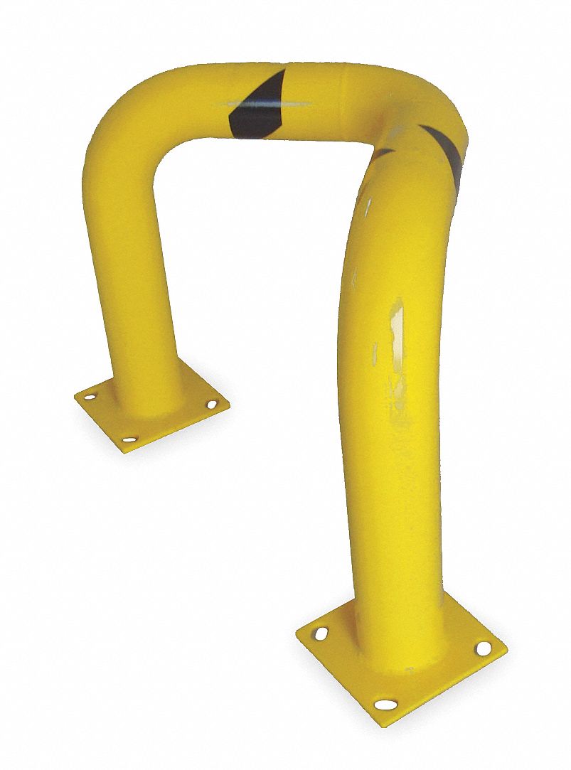 GRAINGER APPROVED Safety Yellow, Steel, Corner Guard, Floor Mounted