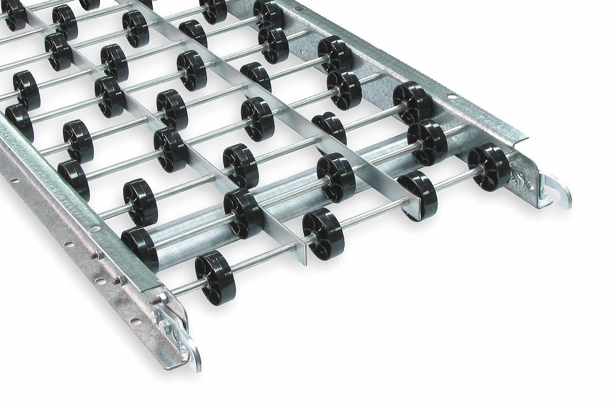 ASHLAND CONVEYOR Skate Wheel Conveyor, LightDuty, Rigid, Nylon, Between Frame Width 16 in