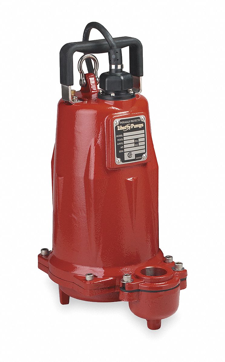 Submersible Effluent Pump, HP 1, Max. Head 90 ft Grainger