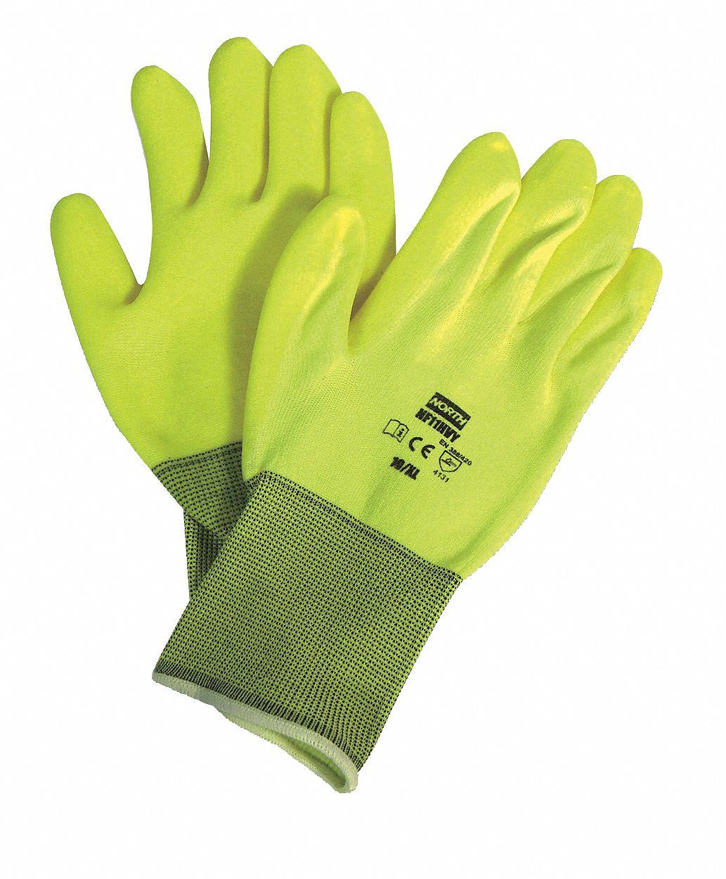 HONEYWELL NORTH Coated Gloves, XXL, Hi Vis Yellow, PR 2WTR2NF11HVY