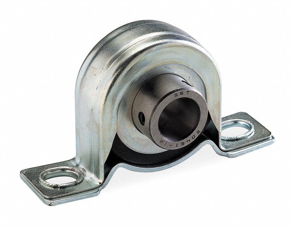 DAYTON Pillow Block Bearing, Number of Bolts 2, Ball Bearing Type, 1