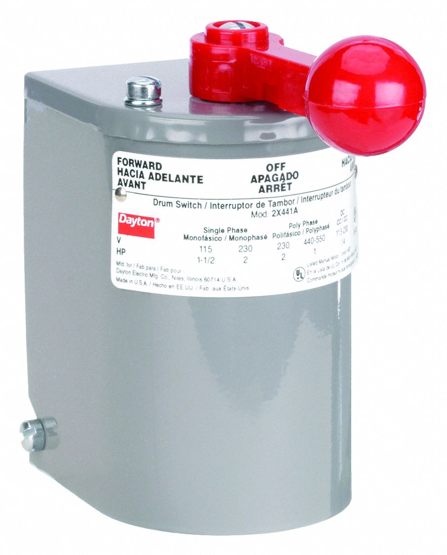 DAYTON, Maintained Reversing, 1, Drum Switch - 2X441|2X441 - Grainger