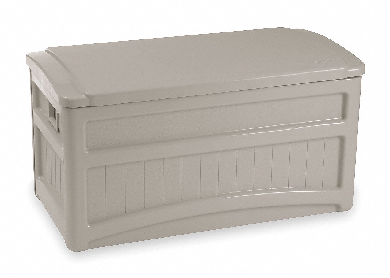 SUNCAST Deck Box with Wheels 73 gal, 46 in x 46 in x 24 1/2 in, Taupe
