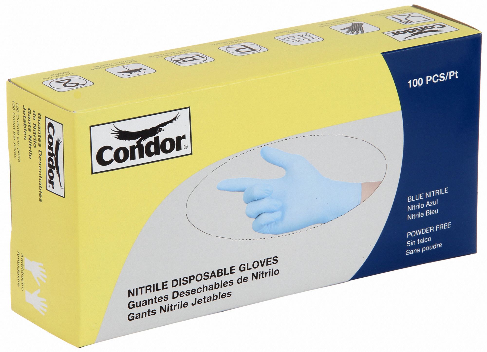 CONDOR Disposable Gloves FoodGrade/Gen Purpose, M ( 8 ), 3 mil