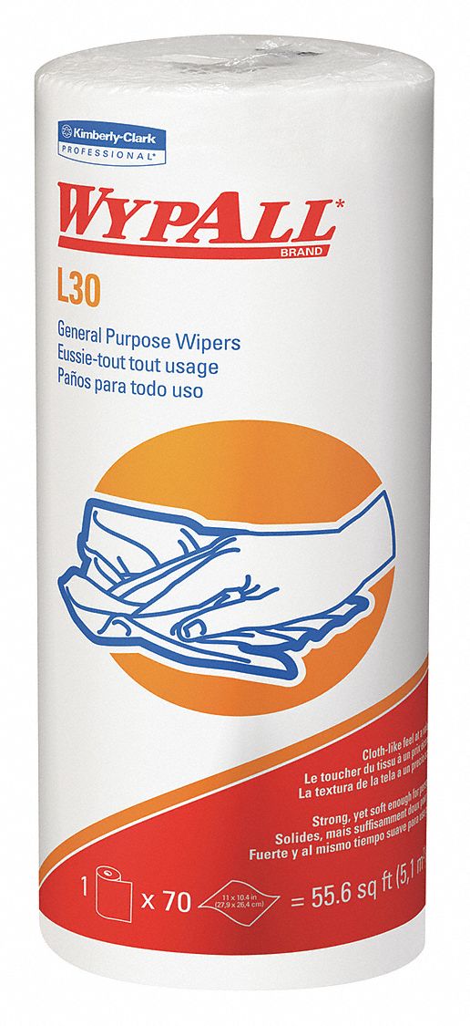 WYPALL Dry Wipe Roll, WYPALL(R) L30, 101/2 in x 11 in, Number of