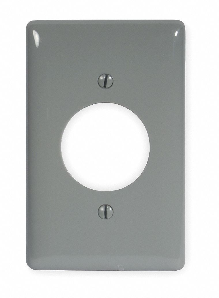 HUBBELL WIRING DEVICEKELLEMS Single Receptacle Plate, 1 Gang, Gray