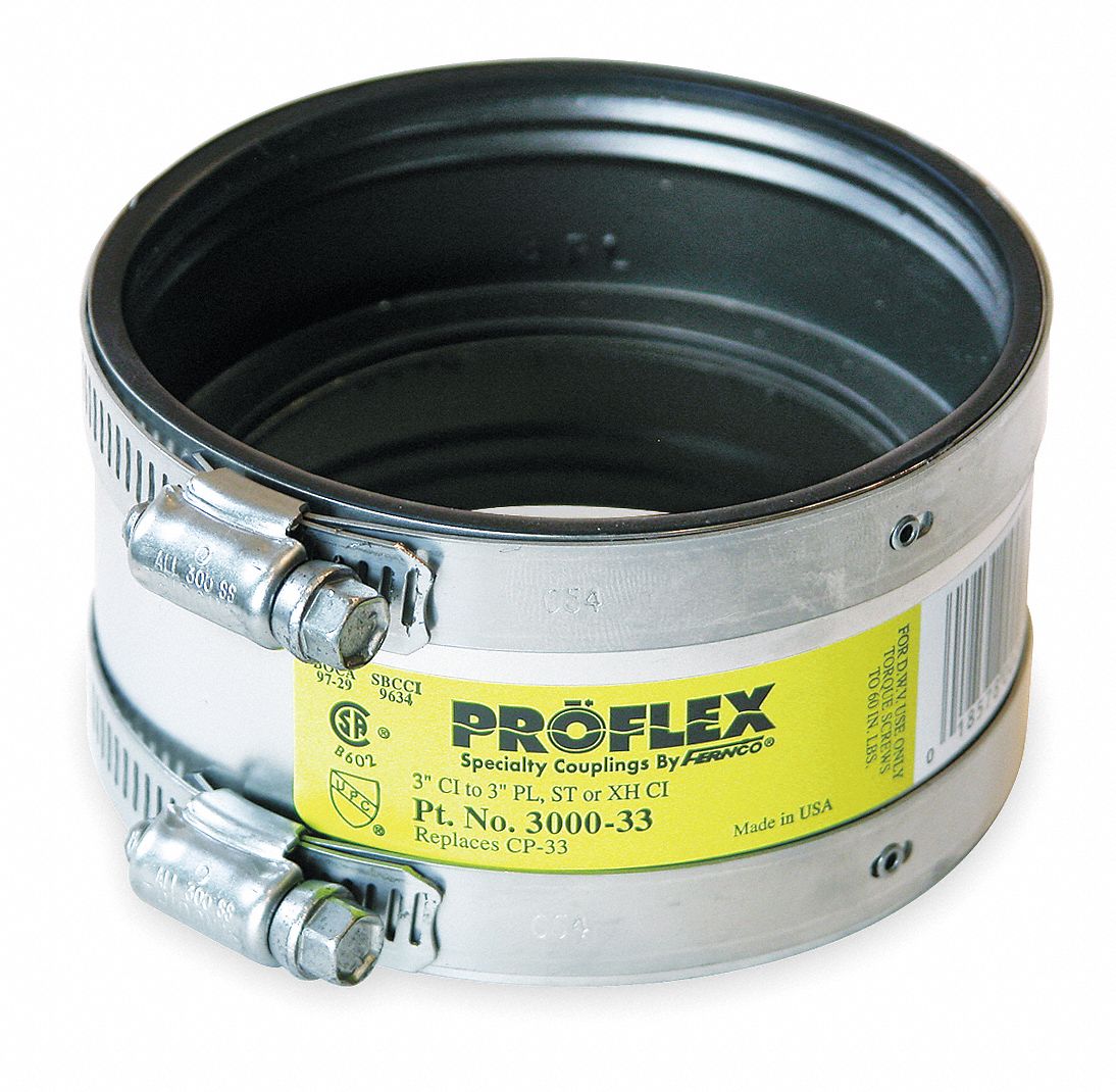 FERNCO 300 Stainless Steel, Neoprene Shielded Transition Coupling, For