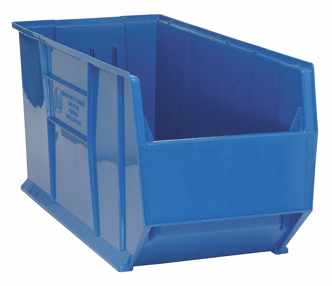 QUANTUM STORAGE SYSTEMS Hopper Bin, Blue, 17 1/2 inH x 35 7/8 inL x 16