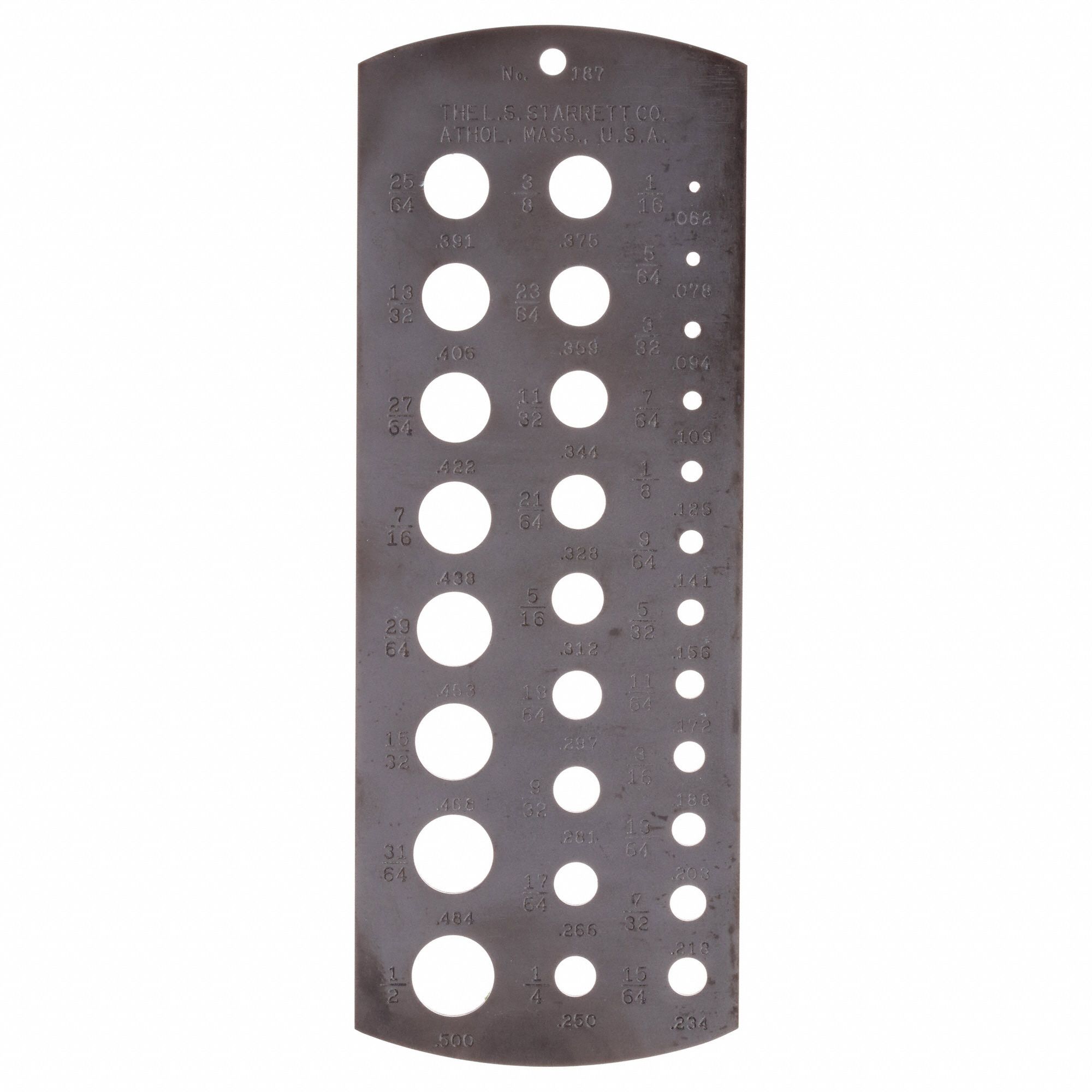 STARRETT Drill Bit Gauge, Number of Holes 29, For Use With For