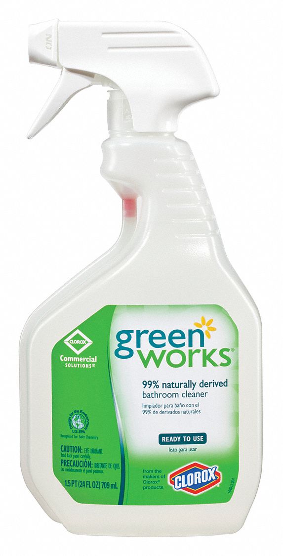 GREEN WORKS Bathroom Cleaner, 24 oz Container Size, Trigger Spray