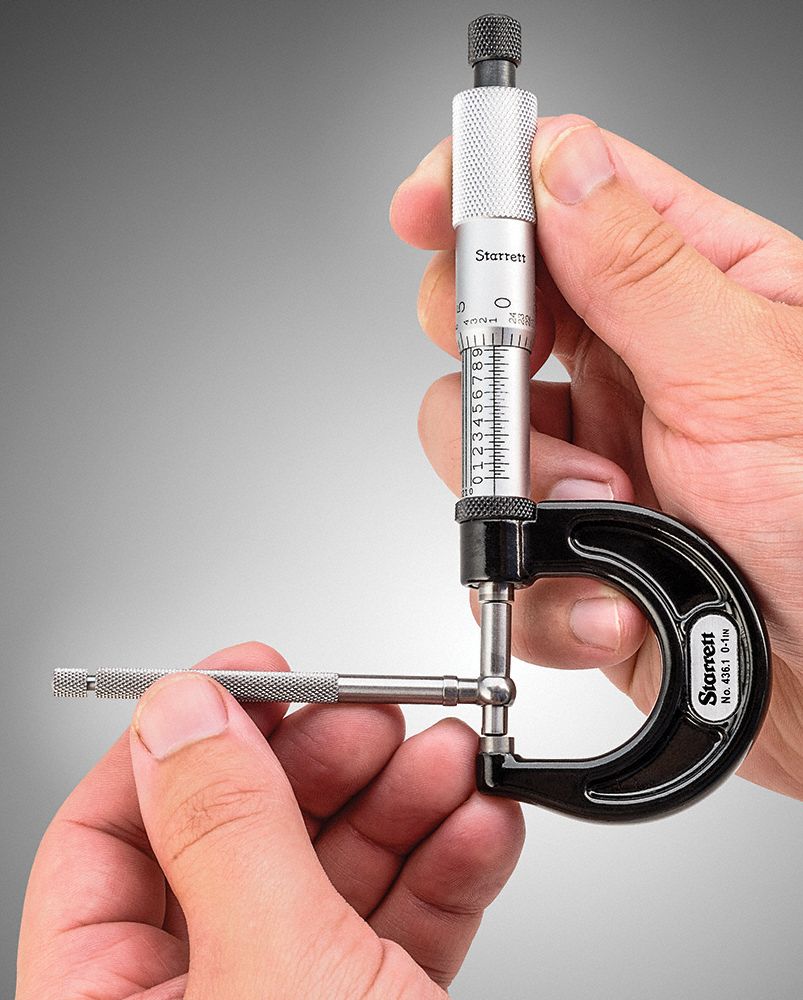 STARRETT Mechanical Outside Micrometer, Range 0 in to 1 in, Mechanical