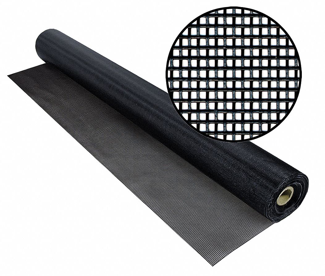 Screen Vinyl Coated Polyester, Medium Mesh Size Range, 100 Ft Lg, 36