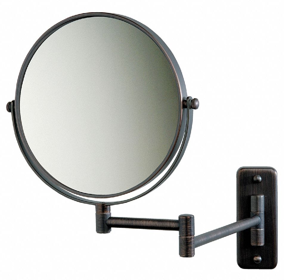 SEE ALL INDUSTRIES Wall Makeup Mirror 8 in Dia, Round, Bronze, 7X