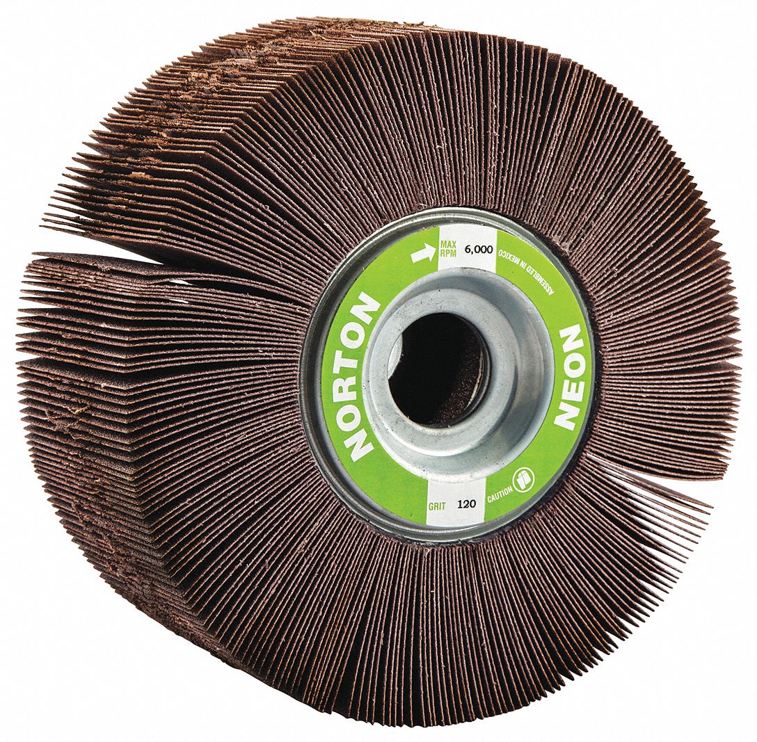 NORTON Coated Unmounted Flap Wheel, 120 Grit Ceramic, 6" Diameter, 2