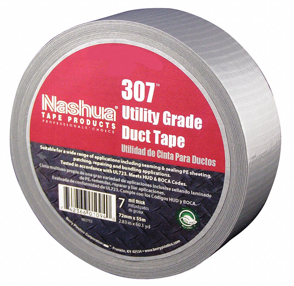 NASHUA Duct & Repair Tape, Tape Brand Nashua, Series 307, Imperial Tape Length 60 yd, Continuous