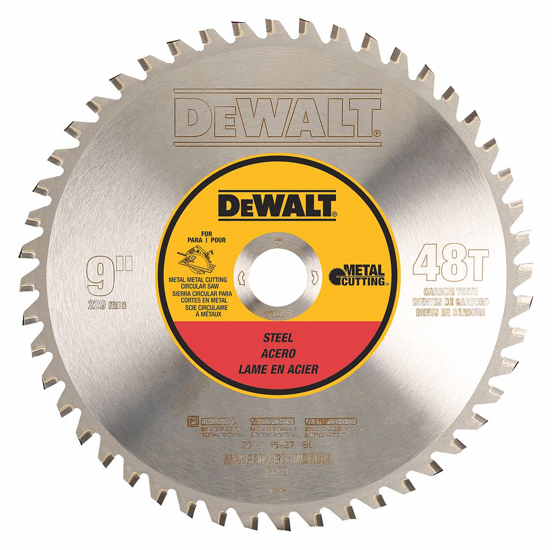Circular Saw Blade, Ferrous Metals, Steel Materials Cut, 9 in Blade Dia