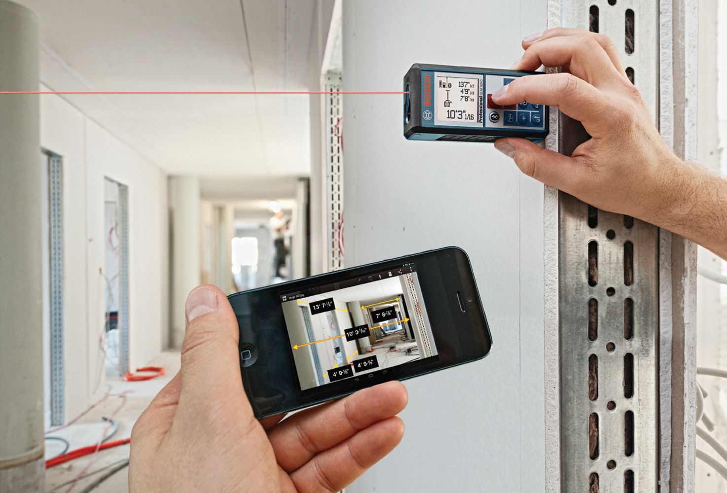 BOSCH Laser Distance Meter, Indoor, Outdoor, Maximum Measuring Distance 330 ft, Accuracy +/1/16
