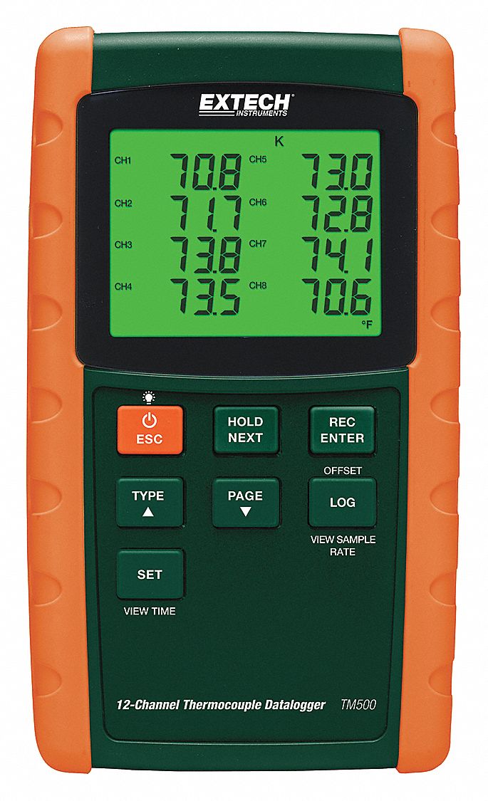 EXTECH, Multichannel Thermocouple Temp Meter with Data Output and Min