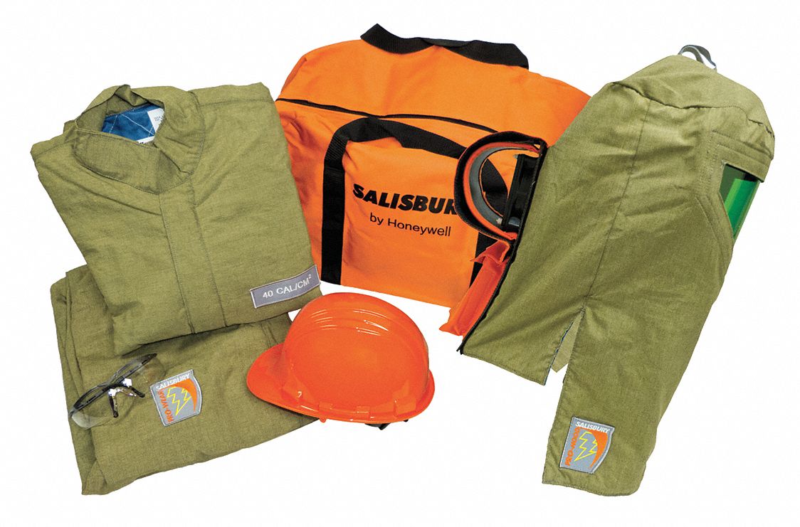 SALISBURY 40.0 cal/cm2 Arc Flash Protection Clothing Kit, 4HRC, Green