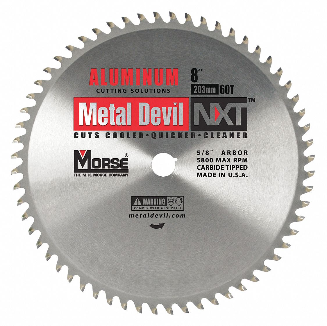 MORSE Circular Saw Blade, 8 in Blade Dia., 5/8 in Arbor Size, Round