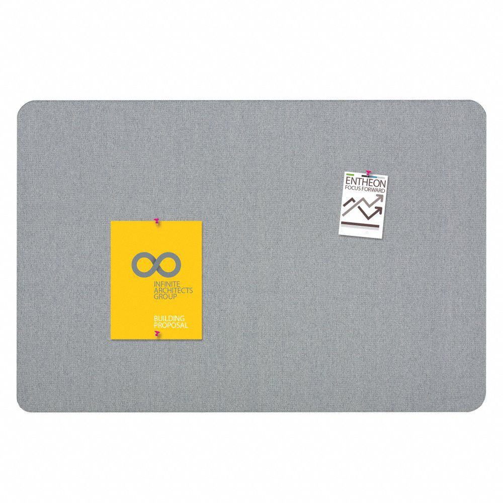 QUARTET PushPin Bulletin Board, Fabric/Fiberboard, 24 inH x 36 inW, Light Blue 30P0087683BE