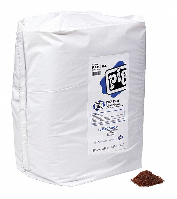 PIG Loose Absorbent, OilBased Liquids, Industrial Peat Moss, 11 lb