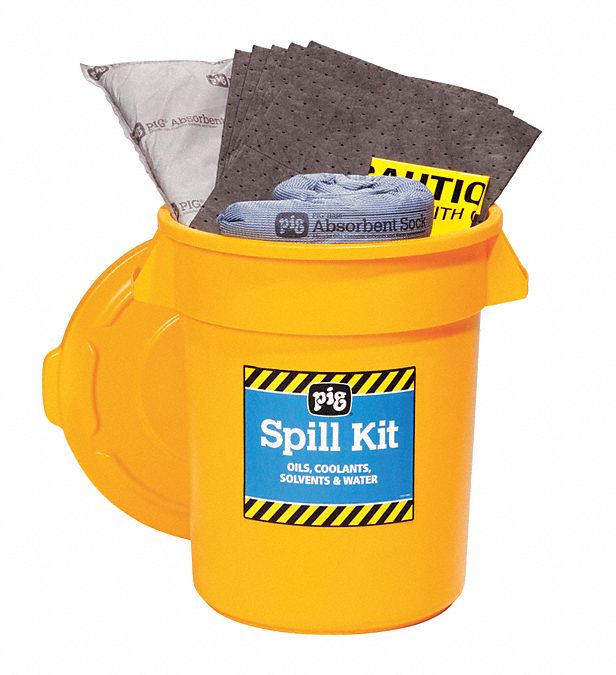 PIG, 12 gal Volume Absorbed Per Kit, Yellow, Spill Kit 30RD39KIT2300