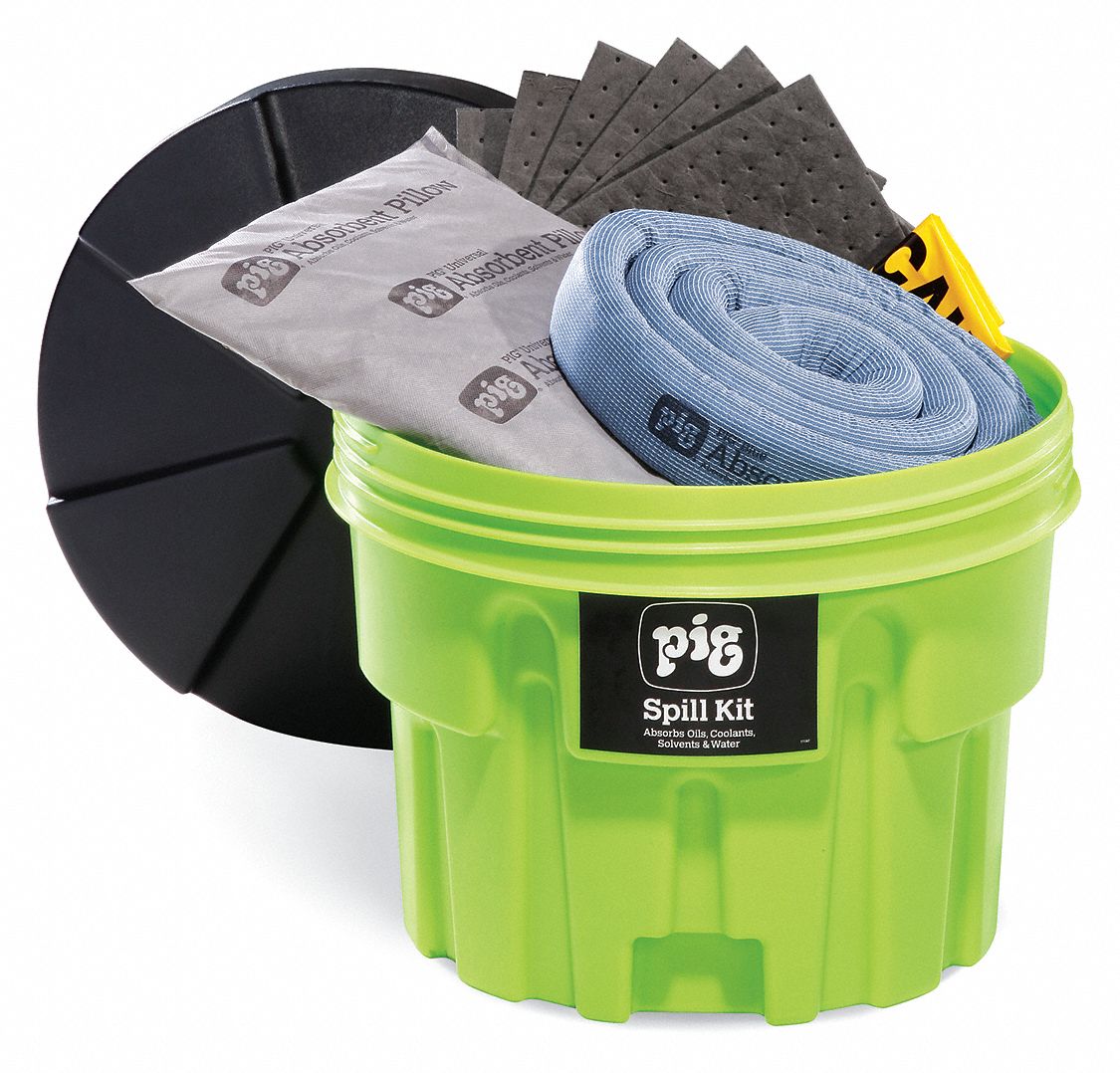 PIG, 12 gal Volume Absorbed Per Kit, Green, Spill Kit 30RD55KIT264
