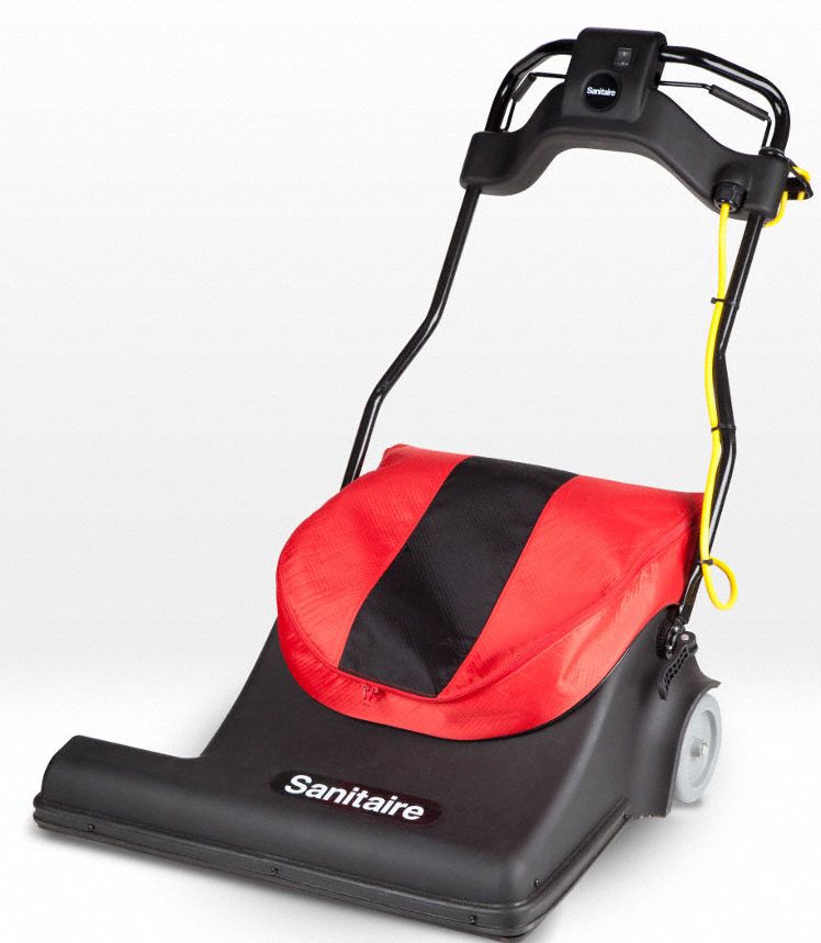 SANITAIRE Wide Area Upright Vacuum, Disposable Bag, 28 in Cleaning Path