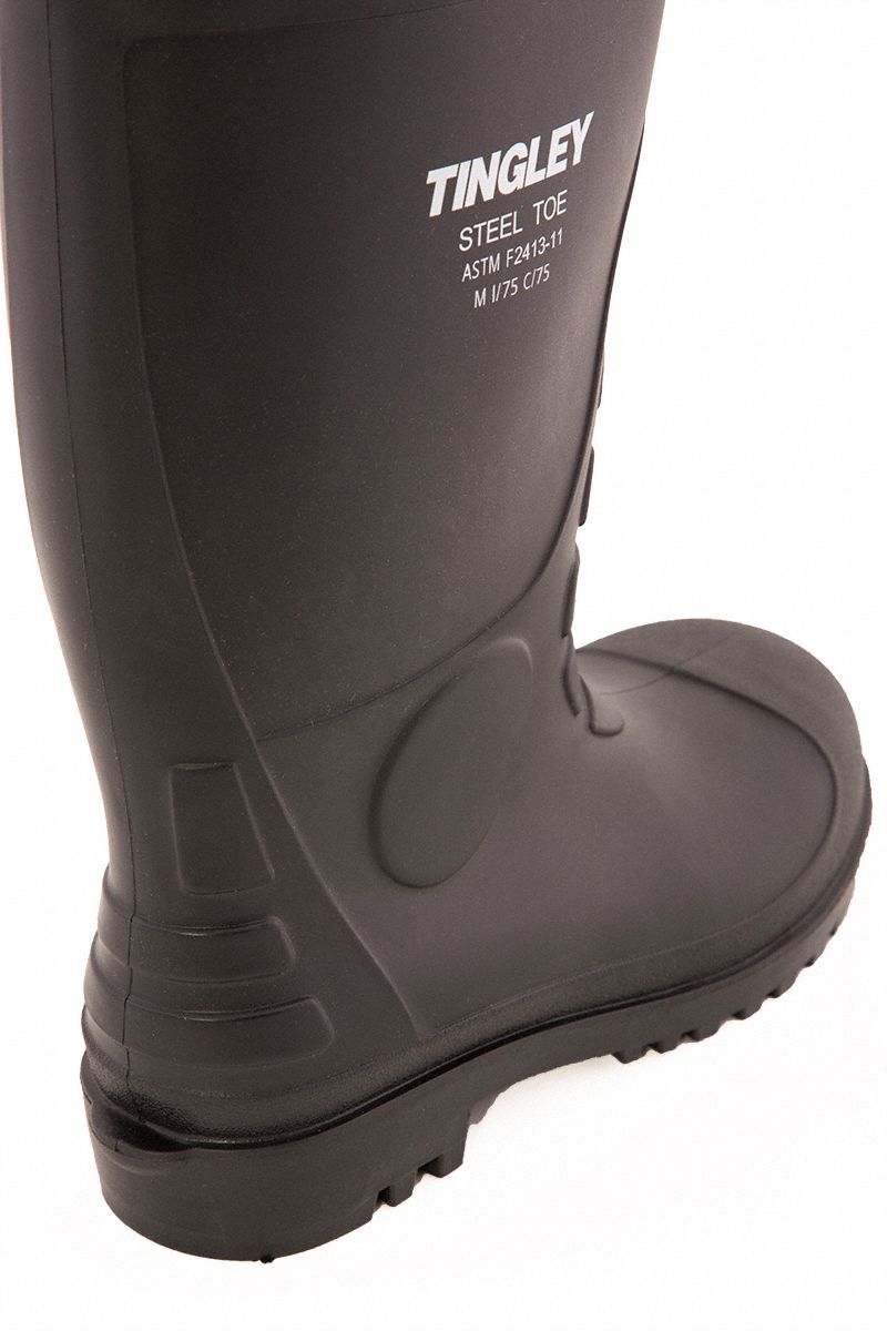 TINGLEY Rubber Boot, Men's, 7, Knee, Steel Toe Type, PVC, Black, 1 PR 30RV2131251 Grainger