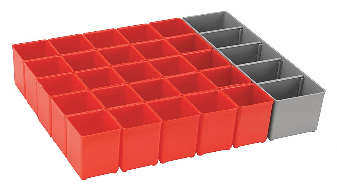 BOSCH Red/Gray Storage Box Bin Cups, Plastic Grainger