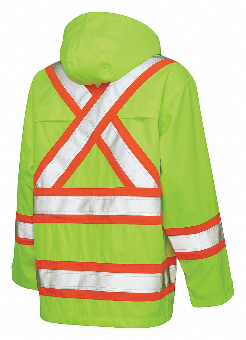 TOUGH DUCK Green, Rain Jacket, 300D RipStop Polyester, Polyurethane
