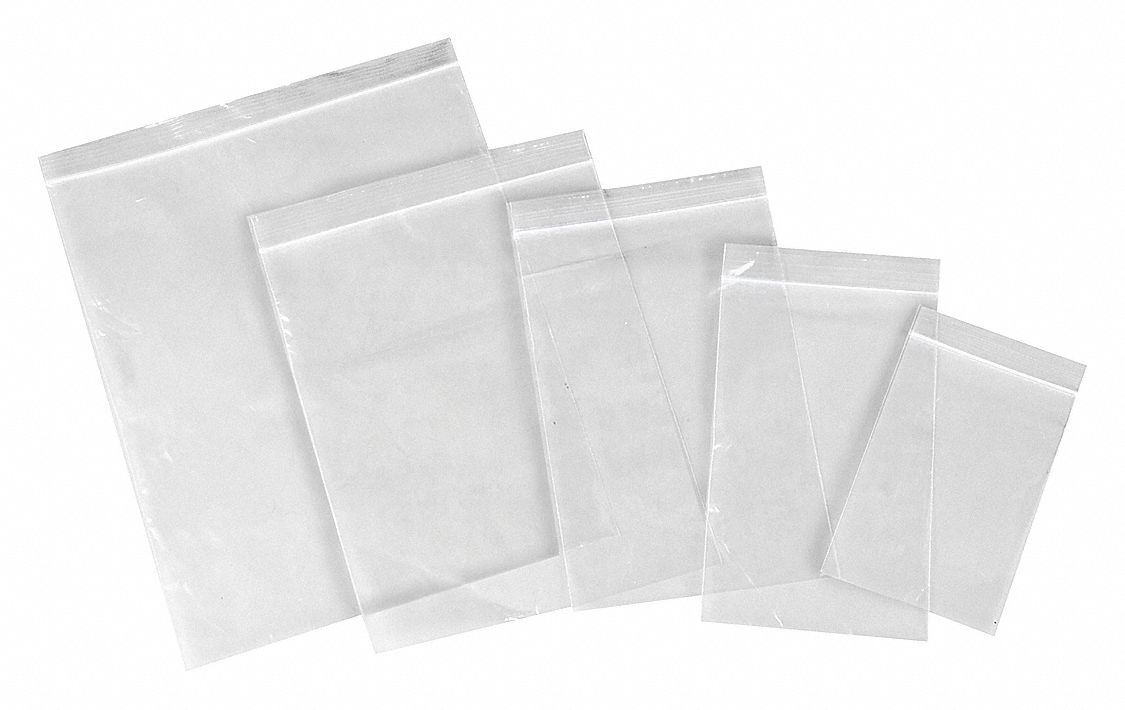 Ziplock Bag, 12" Length, 10" Width, Ziplock Closure Type, PK 100 Grainger